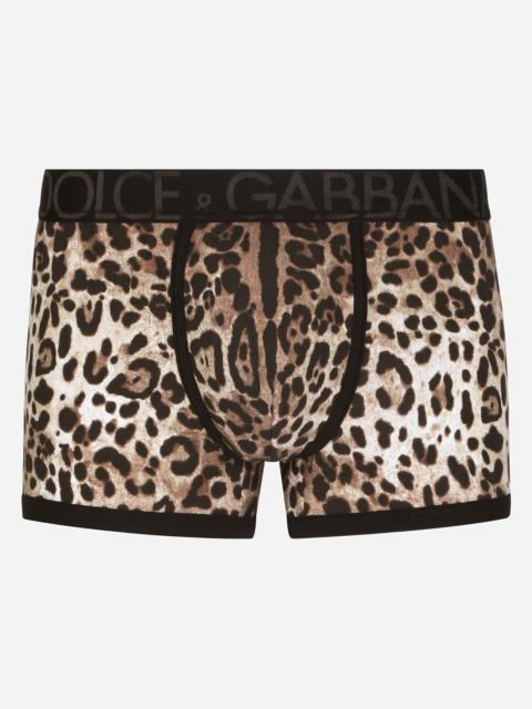 Two-way stretch jersey regular-fit boxers with leopard print