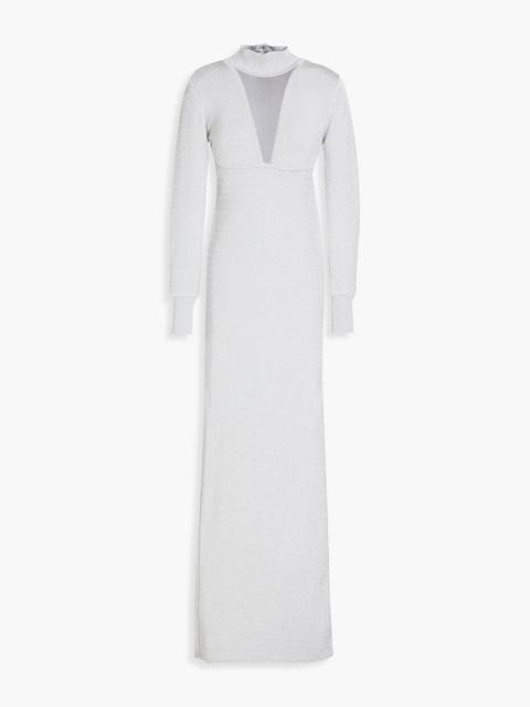 Other Designers Open knit-paneled metallic bandage maxi dress