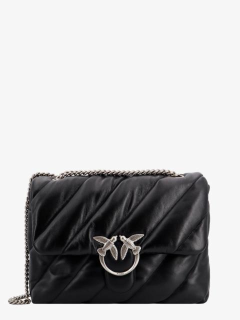 Pinko Matelassã© Leather Shoulder Bag With Iconic Love Birds Buckle