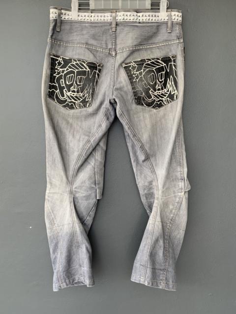 Other Designers Japanese Brand - SKULL PUNK STYLE BOOZE & PILLS & POWDEER CROPPED CURVE PANTS