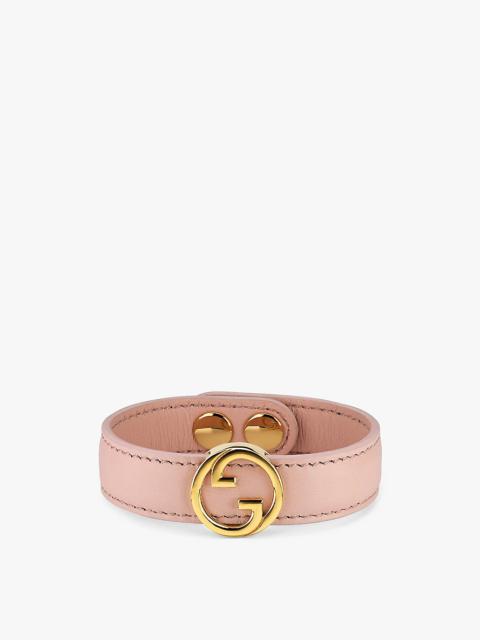 Blondie Interlocking GG-logo leather and metal bracelet