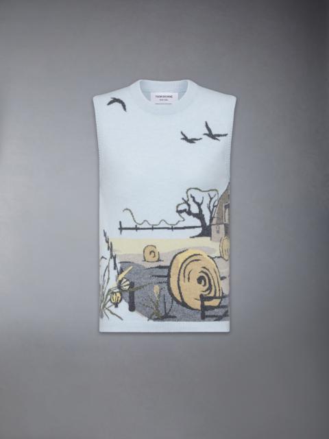 Thom Browne SCENIC INTARSIA CASHMERE SHELL TOP