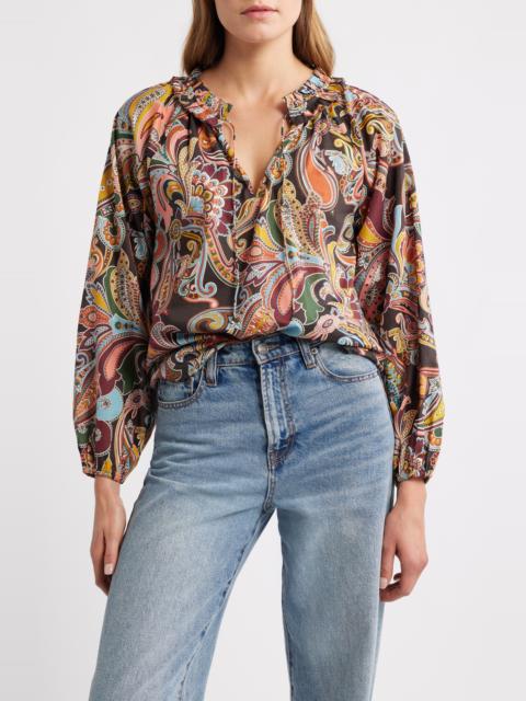 Love the Label LOVE THE LABEL Libby Balloon Sleeve Cotton Top in Paisley Fanfare Liberty Print at Nordstrom