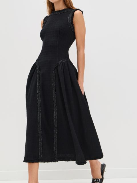 self-portrait Black Boucle Sleeveless Midi Dress