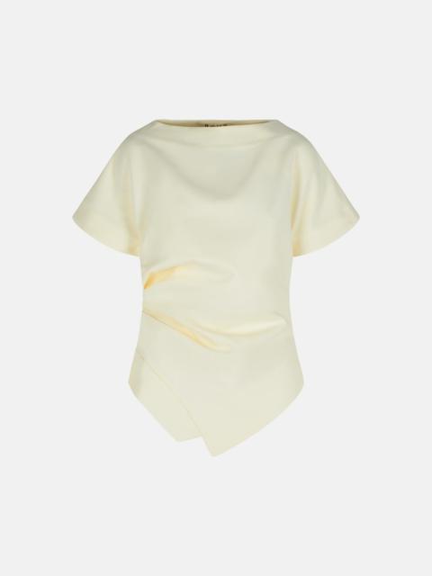 DRAPED T-SHIRT IN WHITE VISCOSE BLEND