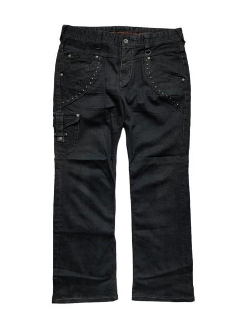 Other Designers If Six Was Nine - Nicole Club for Men studded leather pocket flare denim pants