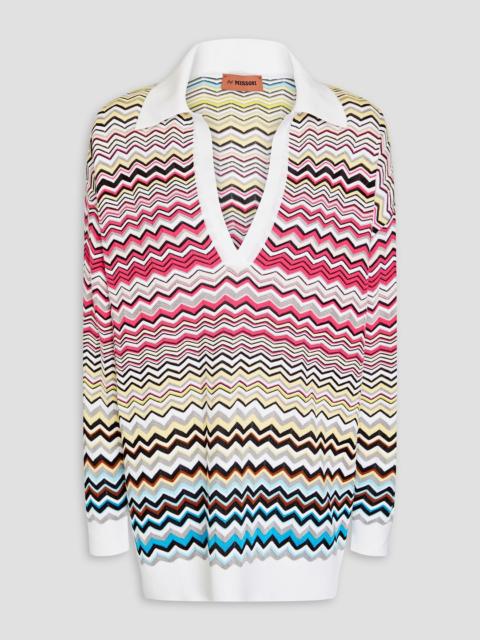 Missoni Crochet-knit cotton-blend polo sweater
