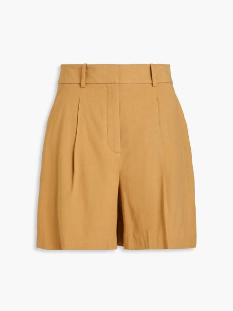 VERONICA BEARD Noemi pleated linen-blend shorts