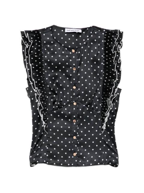 self-portrait Polka Dot Frill Top