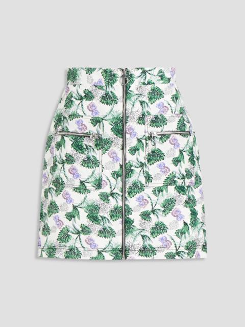 maje Floral-print crepe mini skirt