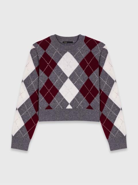maje Cropped argyle pattern sweater