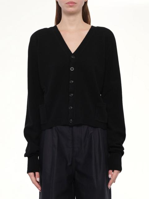 Maison Margiela Gauge 14 Wool V-Neck Cardigan in Black