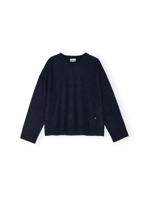 GANNI DARK BLUE O-NECK SWEATER