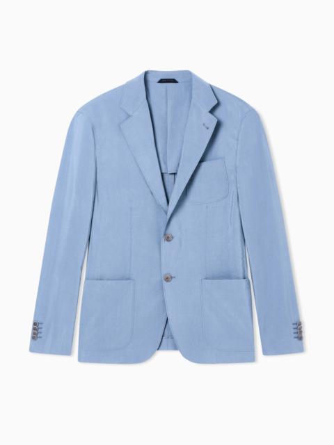 GIORGIO ARMANI UPTON LINE SINGLE-BREASTED JACKET IN WASHED SILK