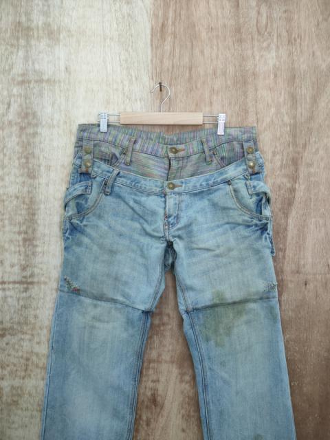 Other Designers Vintage - JAPANESE BRAND DOUBLE WAIST FADED / DISTRESSED JEAN