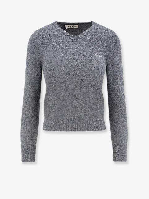 Miu Miu Miu Miu Wool Sweater With Logo Inlay