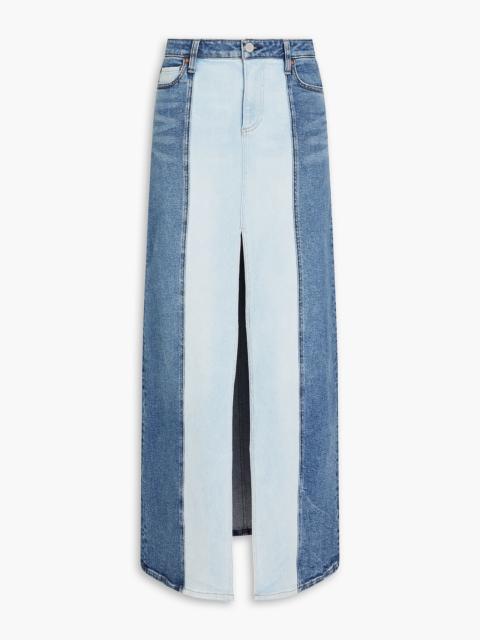 Alice + Olivia Georgia two-tone denim maxi skirt