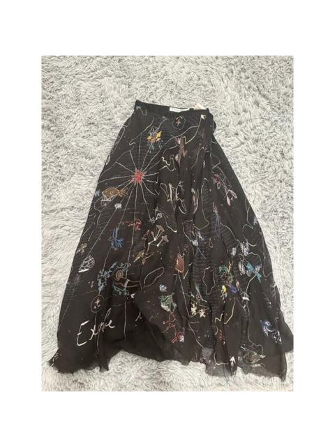Christian Dior Paris Black Embroidered Long Sleeve Sheer Top & Flowing Skirt Set