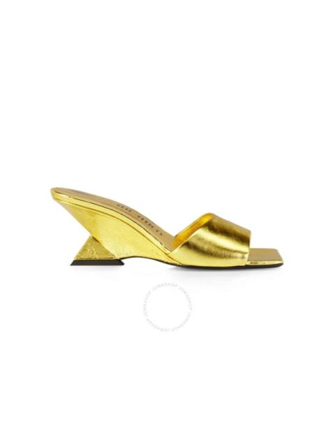 THE ATTICO The Attico Ladies Gold Cheope 60 mm Metallic Leather Wedge Mules