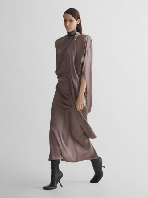 MUGLER brown scarf drape dress