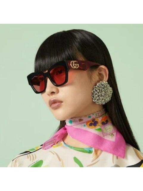 GUCCI NEW Gucci GG1422S 005 Black Havana Rust Square Women Sunglasses GG 1422S