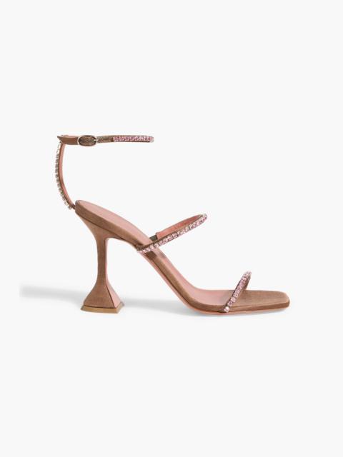 Amina Muaddi Gilda 95 crystal-embellished satin sandals