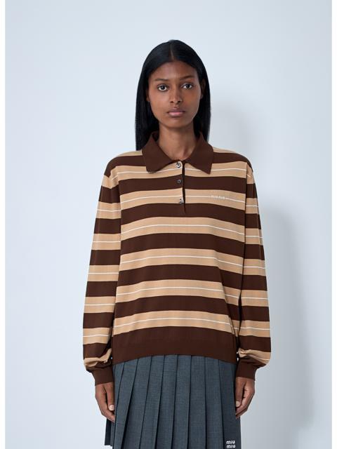 Miu Miu Miu Miu Women Cotton Striped Polo Shirt