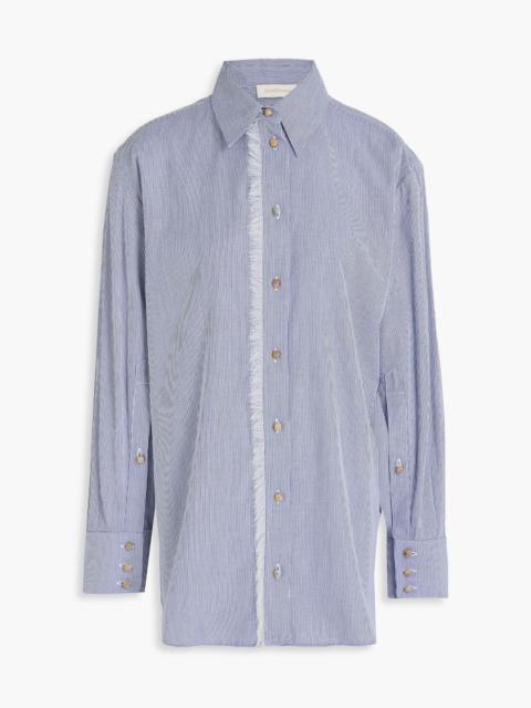Zimmermann Embroidered striped cotton Oxford shirt
