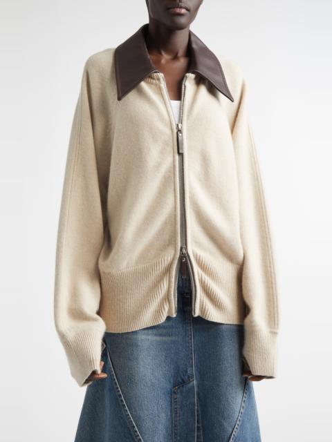 BRANDON MAXWELL Brandon Maxwell The Conrad Knit Jacket in Oatmeal/Brown at Nordstrom