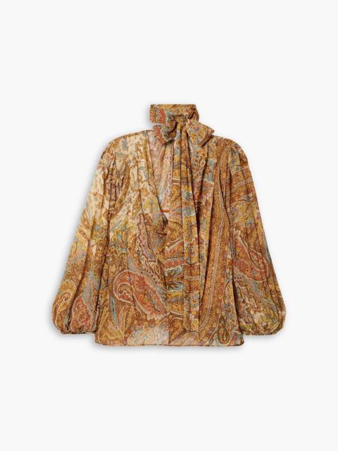 Zimmermann Billow pussy-bow printed crepe de chine blouse