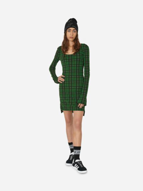 PRISCAVera Tartan Long Sleeve Mini Dress Green