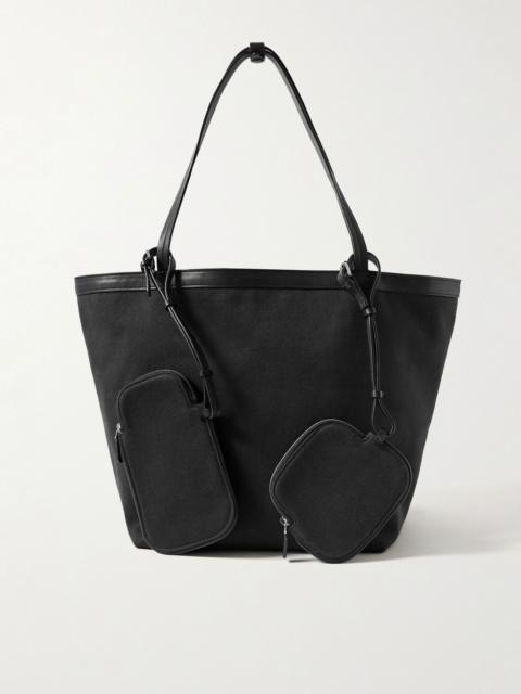 The Row Park leather-trimmed twill tote Black