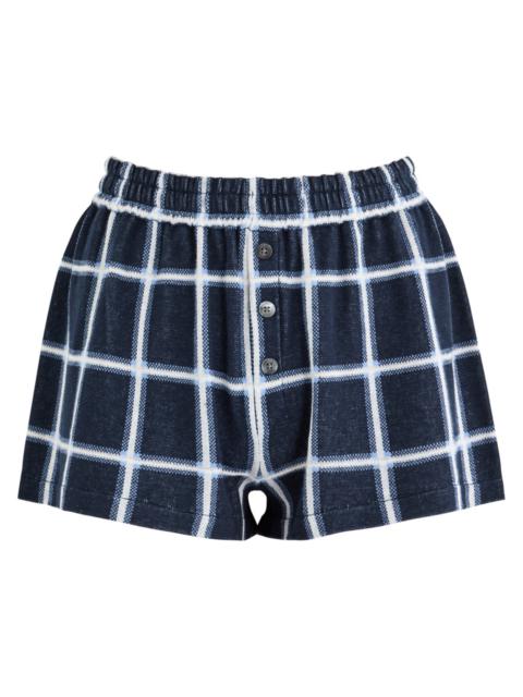 Guest In Residence Picnic Plaid Intarsia Silk-blend Shorts