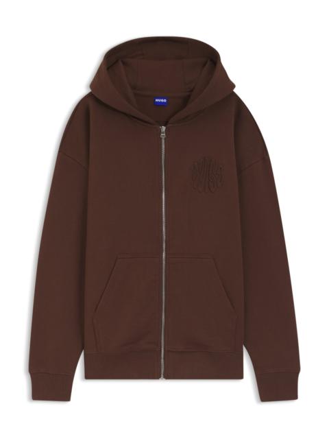 HUGO EMBOSSED-LOGO ZIP-UP HOODIE IN COTTON TERRY