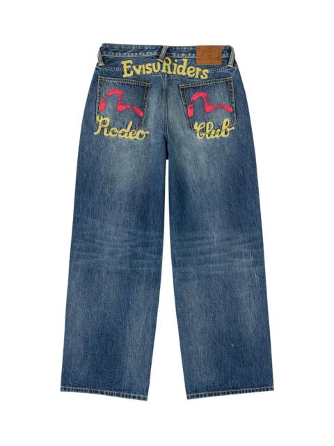 EVISU Heavy Washed and Distressed Jeans