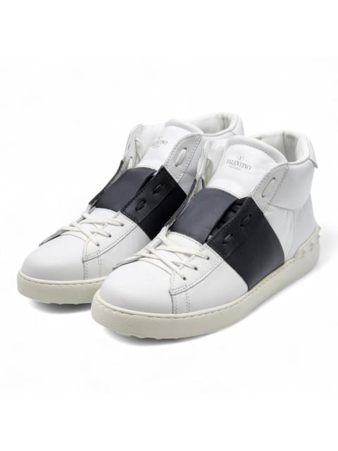 Open Men's High Top Leather Sneakers White Black EU 44 US 11