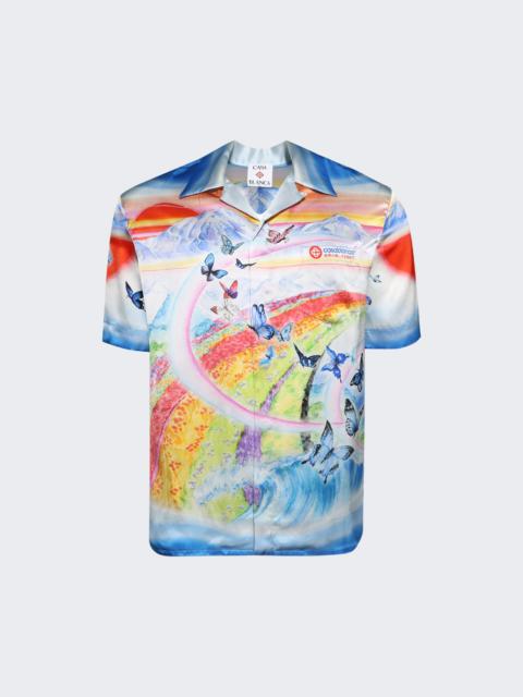 CASABLANCA Cuban Collar Short Sleeve Shirt Butterfly Mountain