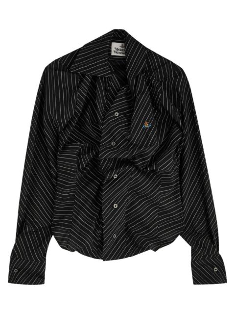 Vivienne Westwood Drunken Striped Gathered Cotton Shirt