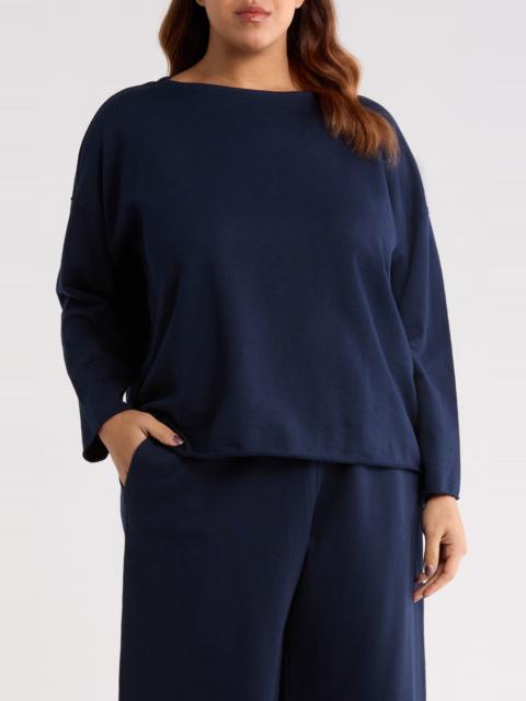 EILEEN FISHER Eileen Fisher Bateau Neck Organic Cotton Sweatshirt in Ink at Nordstrom