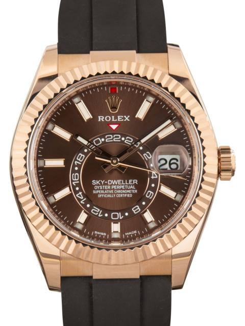 ROLEX Men's Rolex Sky-Dweller 326235 18k Everose Gold Chocolate Dial