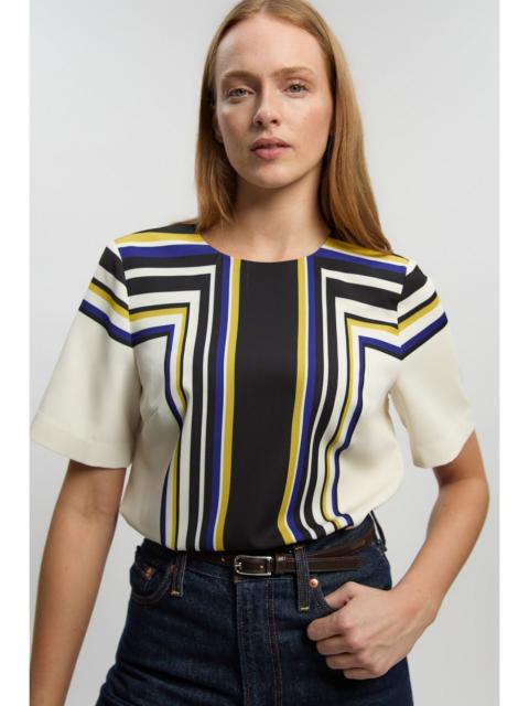 KAREN MILLEN Contrast Stripe Twill Woven Angel Sleeve Blouse