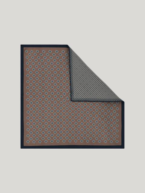 Canali BROWN SILK DOUBLE PRINT POCKET SQUARE