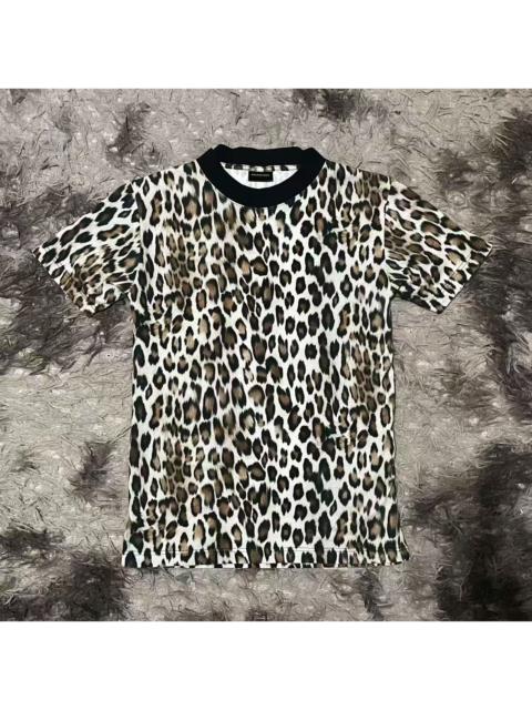BALENCIAGA Balenciaga Men's Gray Leopard Print Logo Cotton Jersey T-Shirt