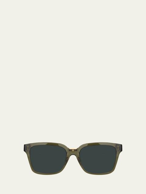 LINDA FARROW Semi-Transparent Square Acetate & Nylon Sunglasses