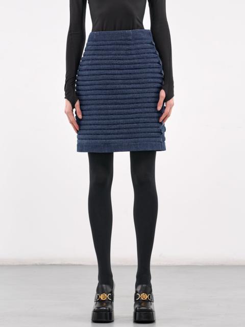 VERSACE Denim Fitted Mini Skirt