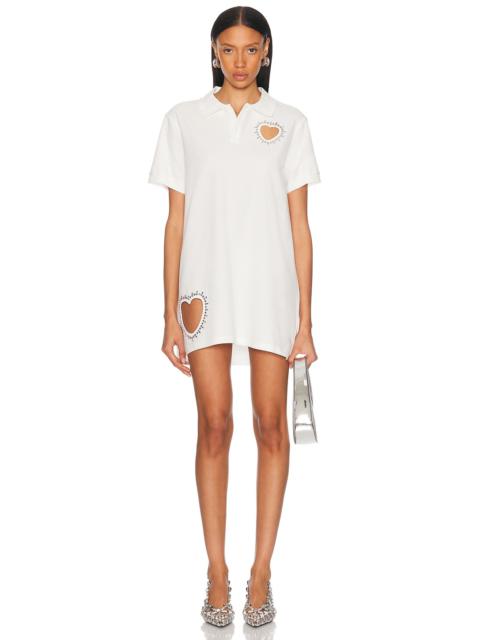 AREA Crystal Heart Cutout Polo Dress