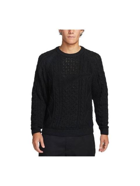 Nike Nike Solid Color Round Neck  Knit Long Sleeves Wool Sweater Men's Black DQ5177-010