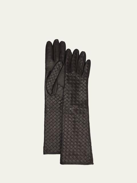 Bottega Veneta Woven Leather & Silk Gloves