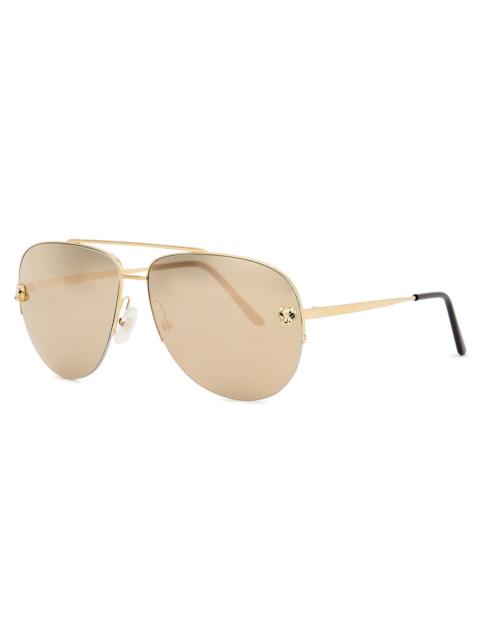Cartier Cartier Panthère De Cartier Gold-tone Mirror Aviator-style Sunglasses