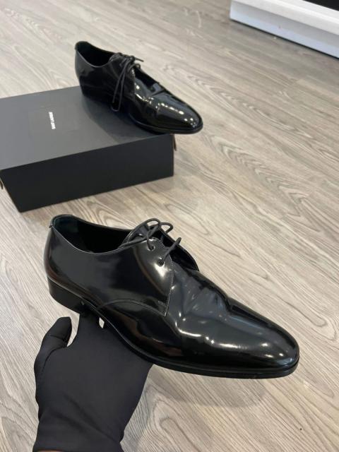 SAINT LAURENT SAINT LAURENT BLACK SHINY LEATHER DERBY LOAFER SIZE IT41